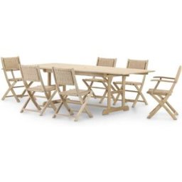 Defora Home Conjunto mesa ext 180/240x100 + 2 sillones + 4 sillas ratán sintético