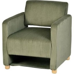 Meubles Cosy Sillón de pana con bolsa de almacenamiento verde