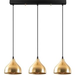 Wonderlamp Regleta de techo dorado 3 luces y pantalla con relieve