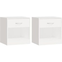 Maison Chic Juego de 2 mesitas de noche con cajón madera blanco 36,5x30,5x38 cm