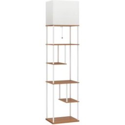 Homcom Lámpara de pie 40x29x171 cm madera natural