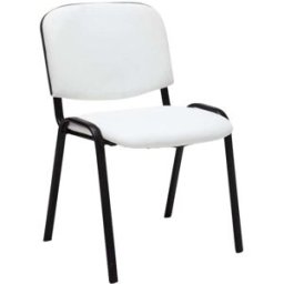 CLP Silla con patas de metal y asiento en Simil cuero Blanco