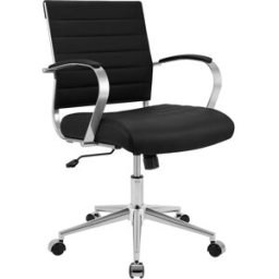 CLP Silla de oficina ajustable giratorio en cuero auténtico negro