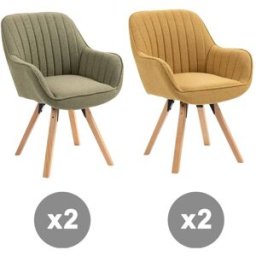 Meubles Cosy Conjunto de 4 sillas comedor giratorias brazos estilo escandinavo