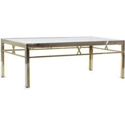 NIYLO Mesa centro en acero y cristal plateado 110x60x40 cm