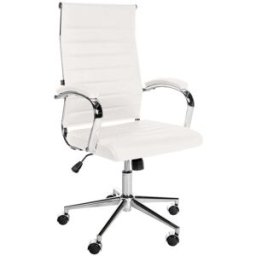 CLP Silla de oficina giratoria en Cuero auténtico Blanco