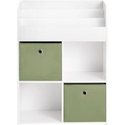 SoBuy Estantería infantil de juguetes y libros con 2 cestas mdf blanco