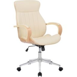 CLP Silla de oficina giratoria regulable en simil cuero natural/crema