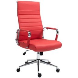 CLP Silla de oficina giratoria regulable en cuero auténtico rojo