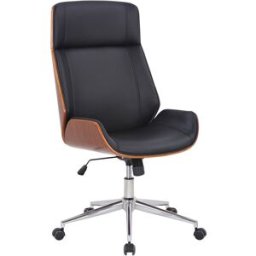 CLP Silla de oficina giratoria regulable en simil cuero nogal/negro