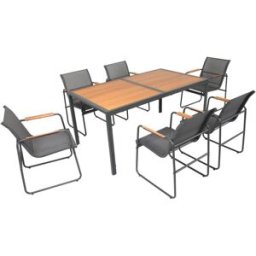 Concept Usine Conjunto de muebles de jardín de 6 plazas: antracita y madera