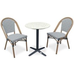 dcb garden Conjunto de comedor de jardín de 2 plazas de acero y terrazo