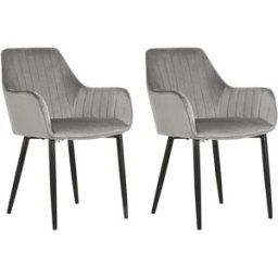 Beliani Conjunto de 2 sillas de comedor terciopelo gris oscuro