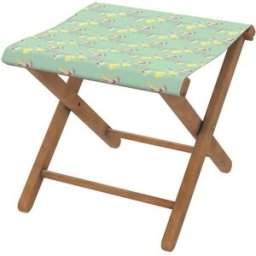 Vent de Bohème Taburete plegable de eucalipto y tela outdoor diseño de pájaros laguna