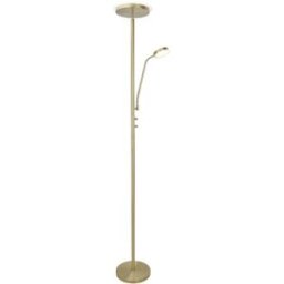 Cristalrecord Lámpara pie moderno cuero con 2 luces led y brazo lector orientable