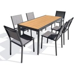 dcb garden Conjunto de comedor de jardín de aluminio para 6 personas - antracita