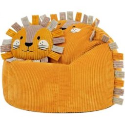 Icon Puf sillón infantil de pana con cojín de animal, diseño león ocre