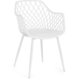 Bizzotto Silla de comedor de acero y polipropileno totalmente blanco