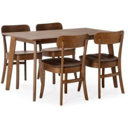 HOMN Juego de mesa 140x80 cm y 4 sillas de comedor color nogal