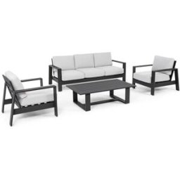 Outdoor living Conjunto de salón de aluminio con cojines de polipropileno antracita