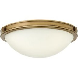 ELSTEAD LIGHTING Plafón de techo en dorado envejecido con pantalla opal blanca