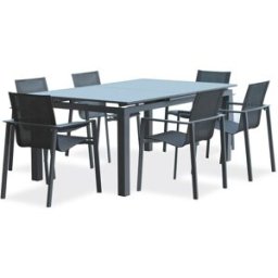 dcb garden Conjunto de comedor de jardín 6 plazas de aluminio