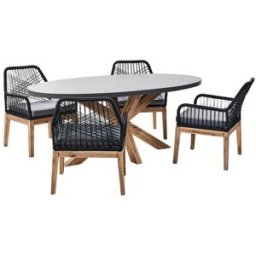 Beliani Conjunto de comedor 4 personas de cemento gris