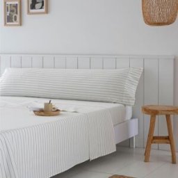 Cotton Artean Juego de sábanas percal algodón 200 hilos beige 250x270 cama 160
