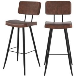 Maison Pavane Set de 2 sillas de bar de cuero sintético marrón 76 cm