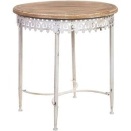 Wanderlust deco Mesa redonda de madera y metal acabado envejecido 75x75x80h cm