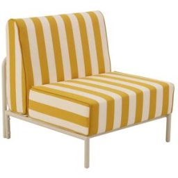 Oviala Sillón rayas para muebles de jardín modulares en tela amarillo claro