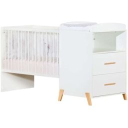 Baby Price Cama combinada convertible de 120x60 a 90x190 en madera blanca