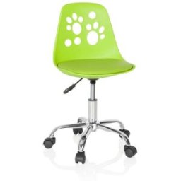 hjh OFFICE Silla giratoria para niños piel sintética verde