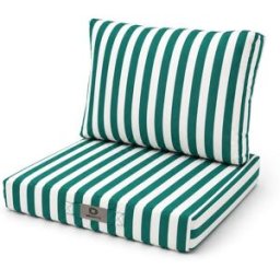 Deco Arts Cojines para sofá jardín 60x60cm - rayas verdes