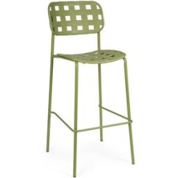 Bizzotto Juego de 2 taburetes de acero y polipropileno verde