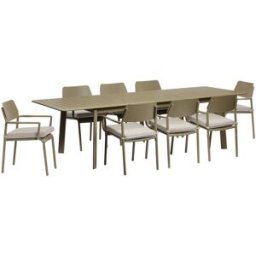 BERAH GETAH Conjunto de jardín de aluminio color caqui para 6-10 personas.