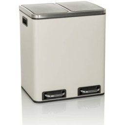 hjh OFFICE Cubo de basura de acero de 30 litros beige