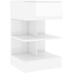 Maison Chic Mesita de noche madera contrachapada blanco brillo 40x35x65 cm