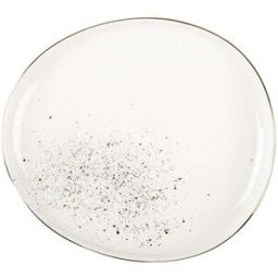 Aulica Plato de postre ovalado blanco con detalles en dorado - lote de 6