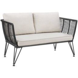 Tectake Sofá de jardín, diseño de cuerda, poliratán, 131 x 67 x 71 cm