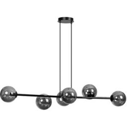 Wonderlamp Lámpara colgante de metal negro con 6 esferas gris espejo