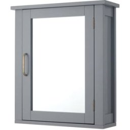 Teamson Armario de pared para baño de mdf gris con puerta de espejo