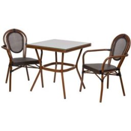 Fijalo Conjunto mesa y 2 sillas marrón
