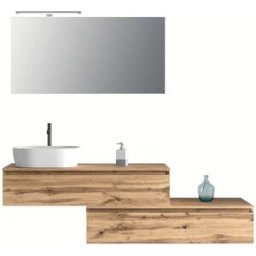 AQA DESIGN Mueble de baño de 5 piezas en melamina roble.