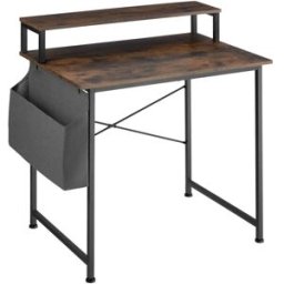 Tectake Escritorio industrial con soporte y bolsa 80x55x90 cm madera oscura