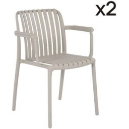 Defora Home Pack de 2 sillas de jardín apilables polipropileno beige