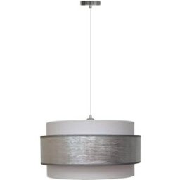 Wonderlamp Lámpara de techo plateado con triple pantalla de lino 40 cm diámetro