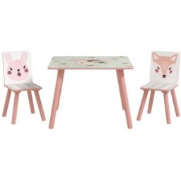 ZONEKIZ Mesa para niños 60x60x44 cm rosa y blanco
