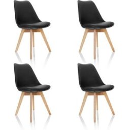 hjh OFFICE Silla de plástico sin apoyabrazos negro