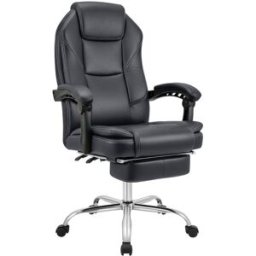 CLP Silla de oficina giratoria regulable en simil cuero negro
